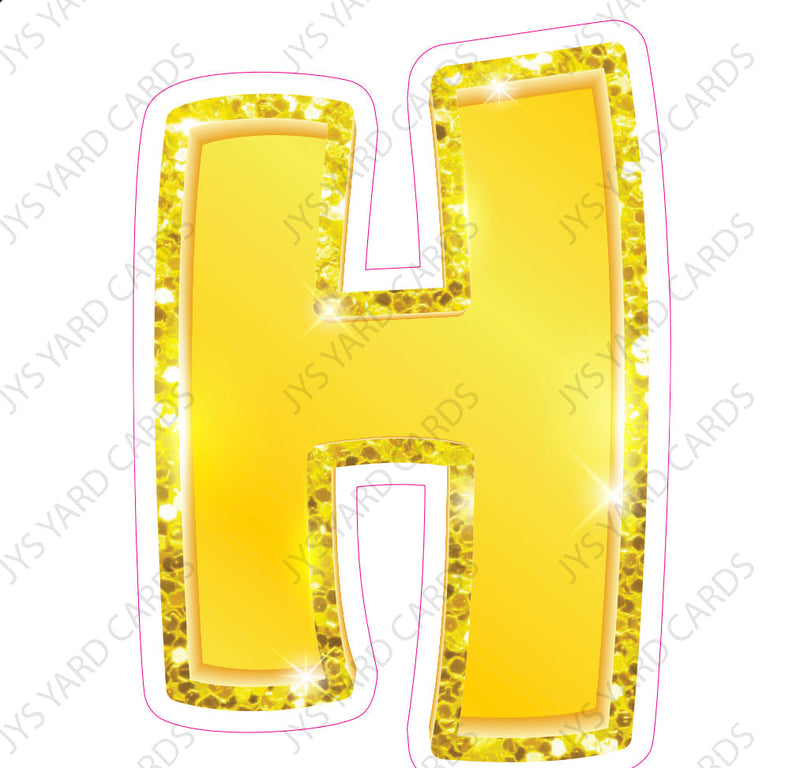 Single Letters: 23” Bouncy Metallic Yellow - Yard Card Signs by JYS International