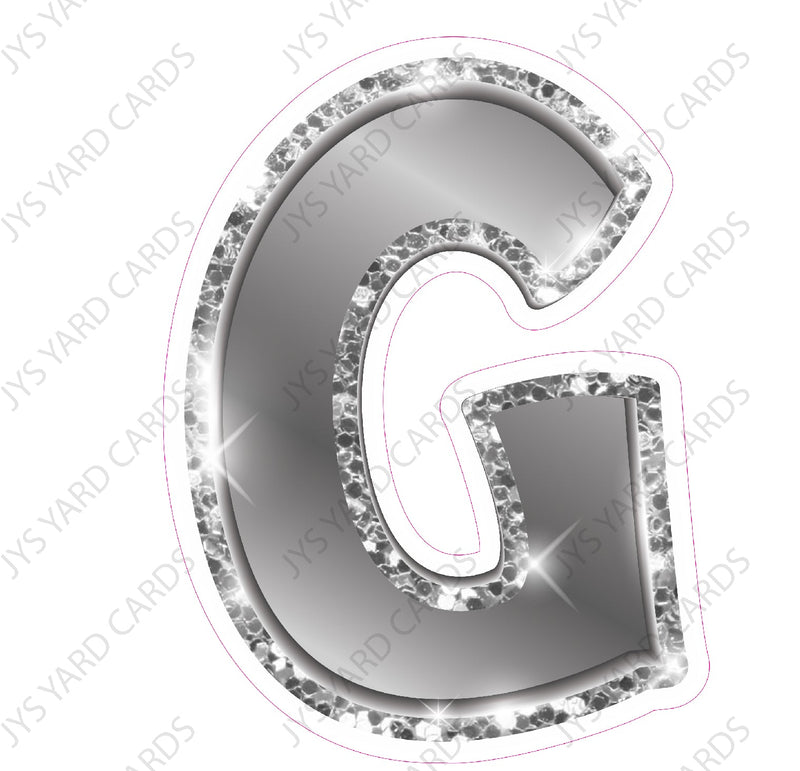 Single Letters: 12” Bouncy Metallic Silver - Yard Card Signs by JYS International