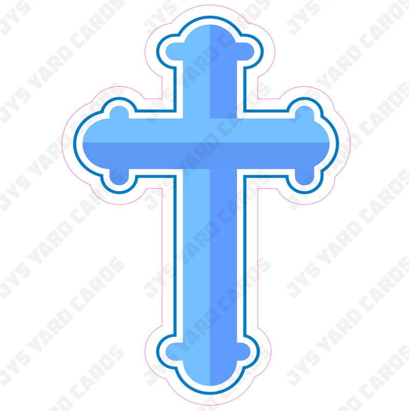 CROSS: BLUE - Yard Card Signs by JYS International