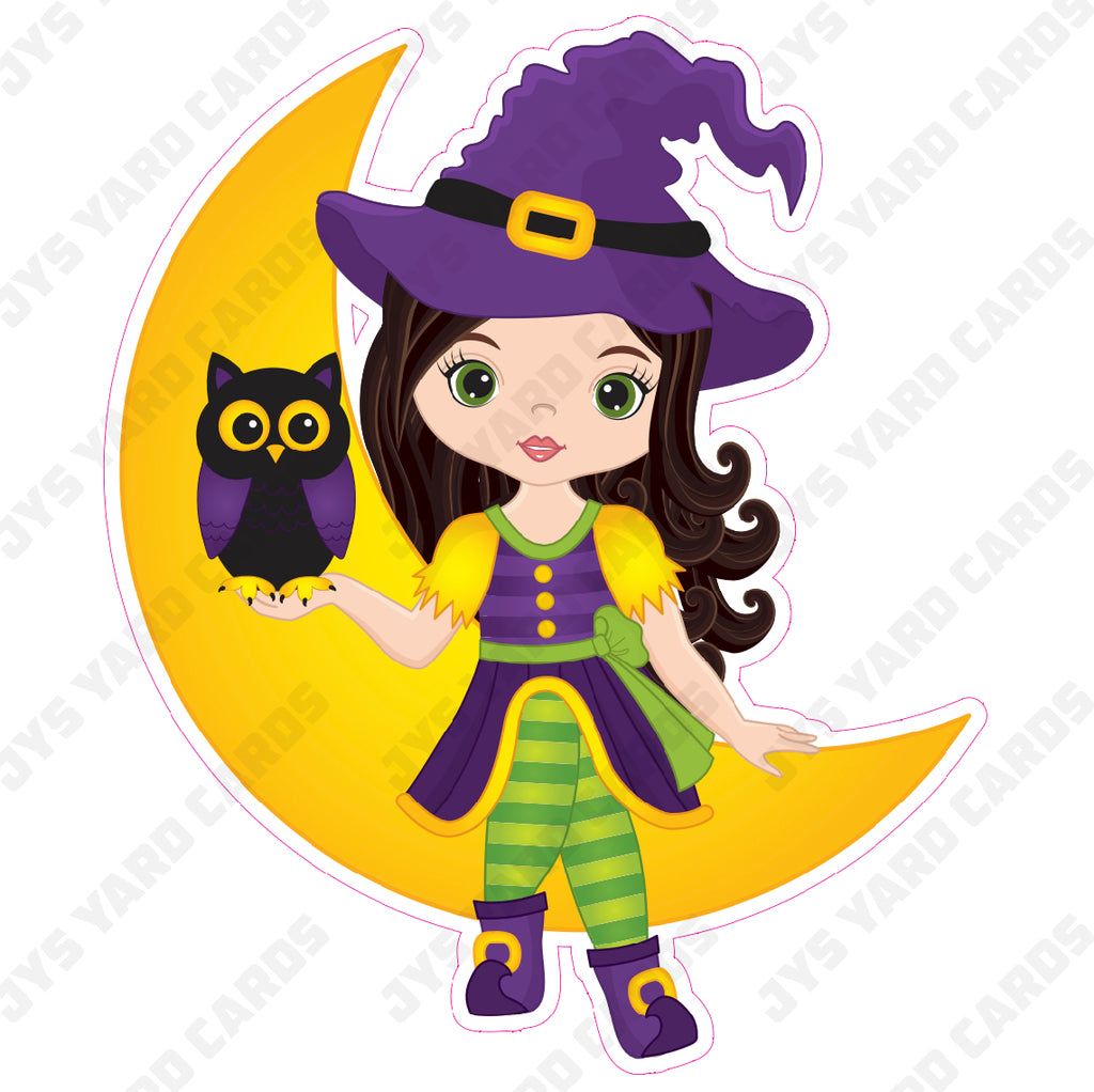 WITCH LIGHT GIRL MOON BOO - Yard Card Signs by JYS International