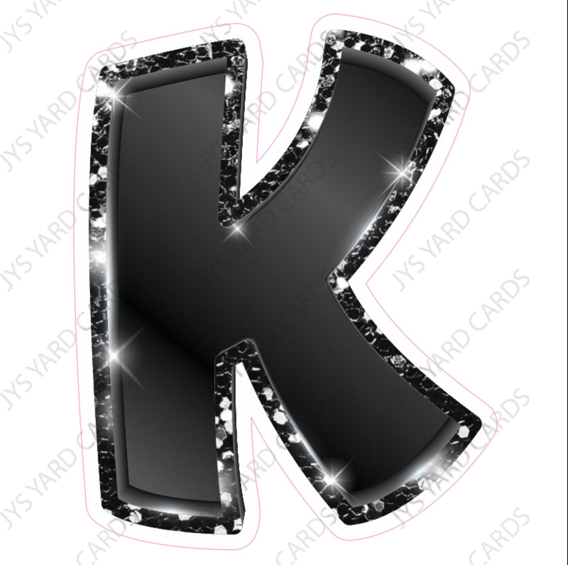 Single Letters: 23” Bouncy Metallic Black - Yard Card Signs by JYS International