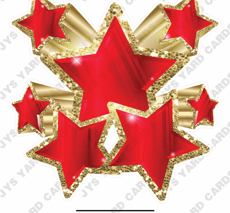 SHOOTING STARS: RED AND GOLD - Yard Card Signs by JYS International