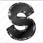 Single Letters: 18” Bouncy Metallic Black - Yard Card Signs by JYS International