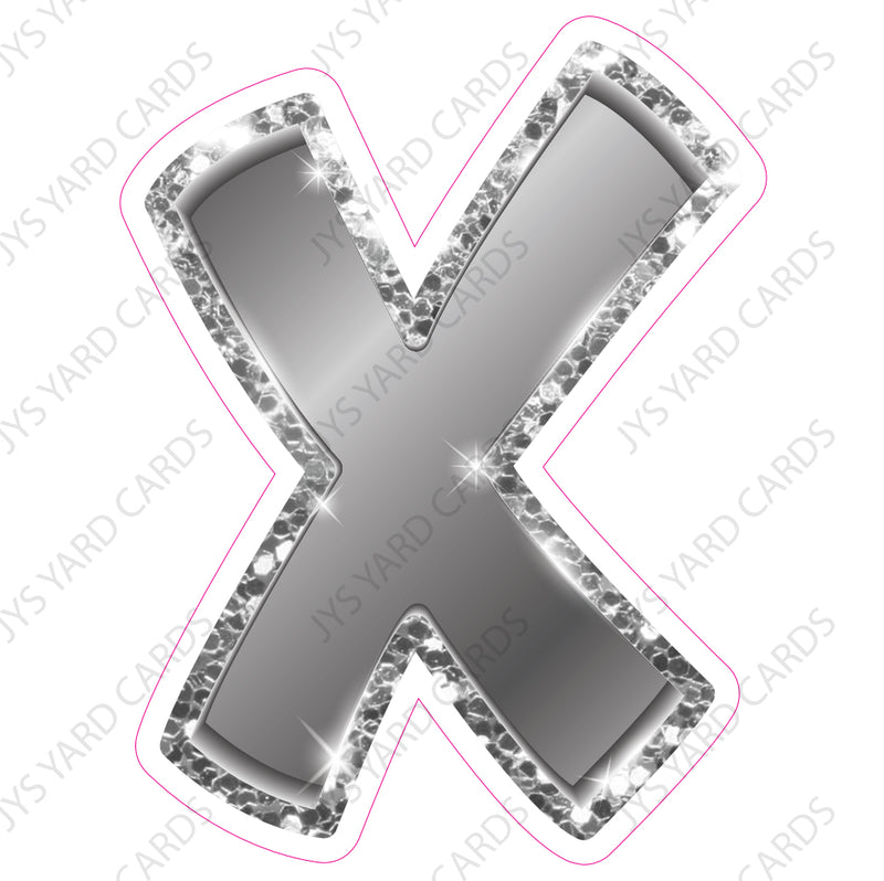 Single Letters: 18” Bouncy Metallic Silver - Yard Card Signs by JYS International