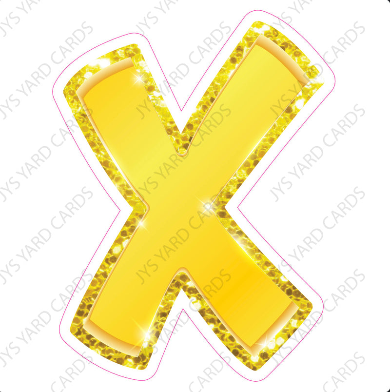 Single Letters: 12” Bouncy Metallic Yellow - Yard Card Signs by JYS International