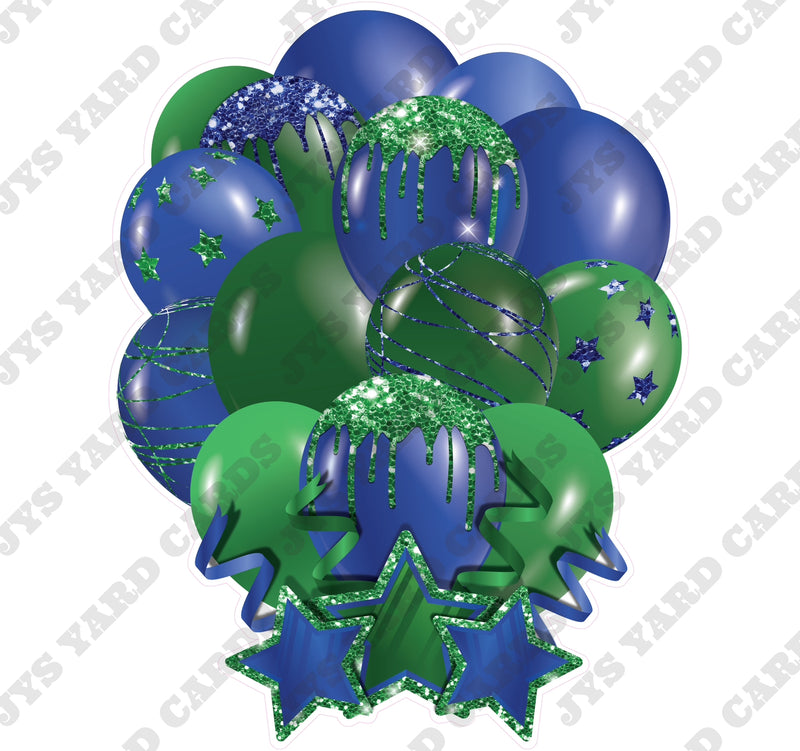 SINGLE JAZZY SOLID BALLOON: BLUE AND GREEN - Yard Card Signs by JYS International