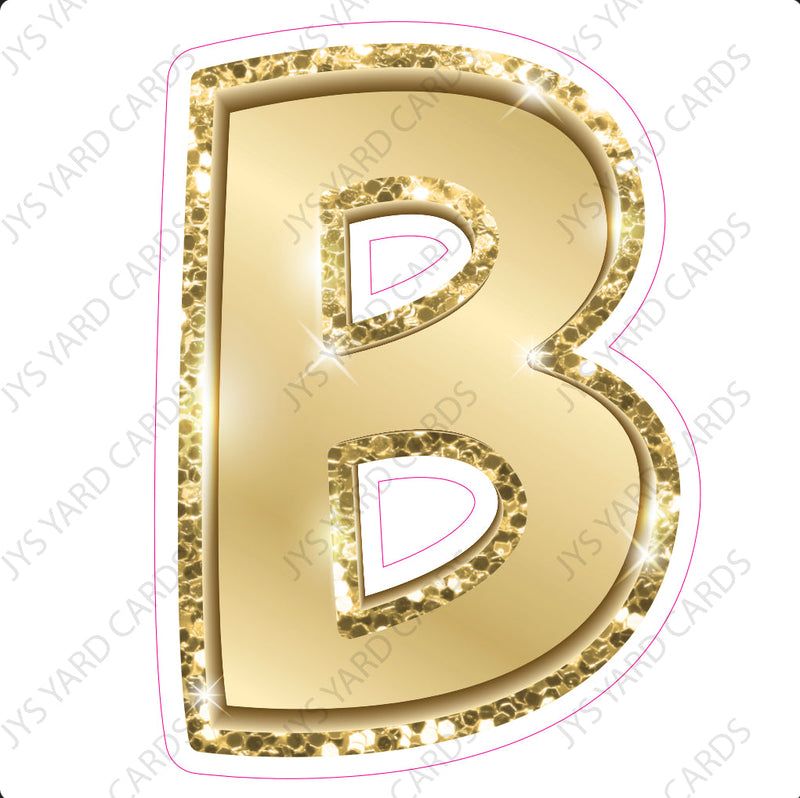 Single Letters: 23” Bouncy Metallic Gold - Yard Card Signs by JYS International