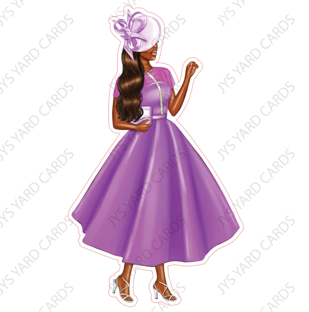 FANCY BROWN WOMAN: Purple - Yard Card Signs by JYS International