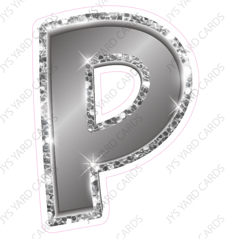 Single Letters: 18” Bouncy Metallic Silver - Yard Card Signs by JYS International