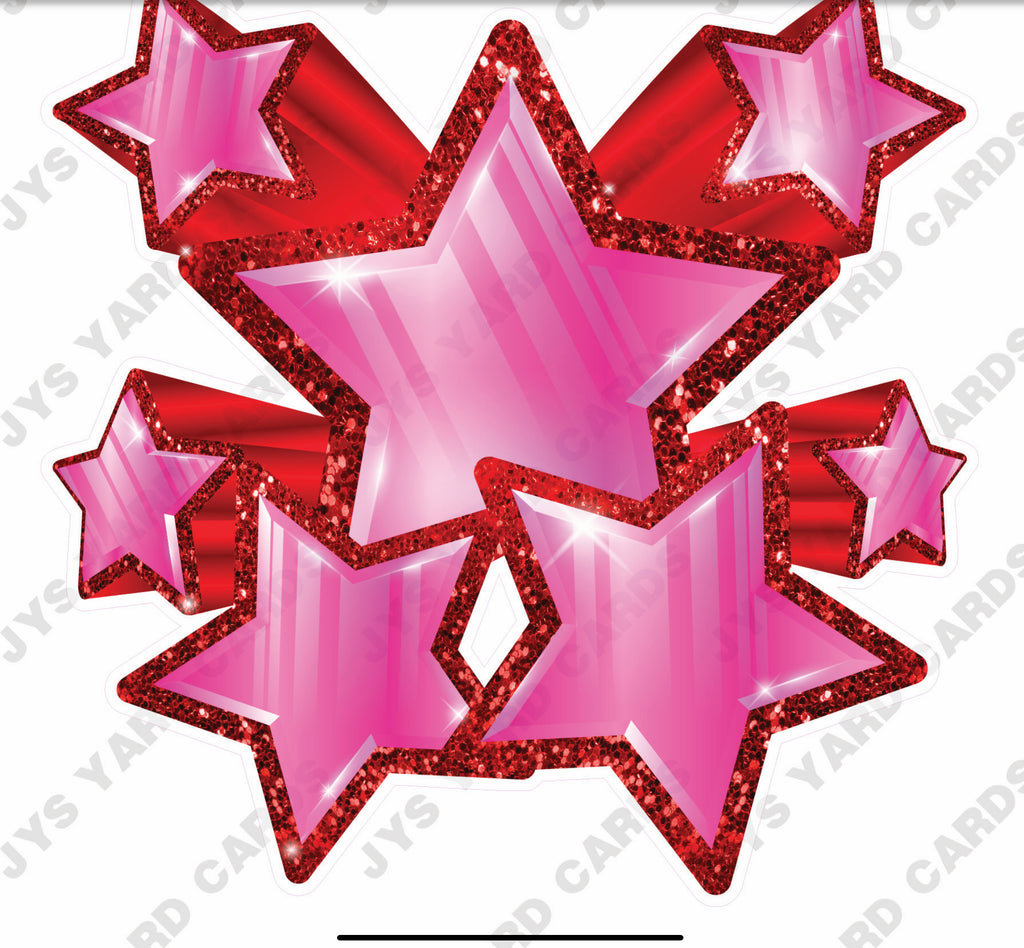 SHOOTING STARS: PINK AND RED - Yard Card Signs by JYS International