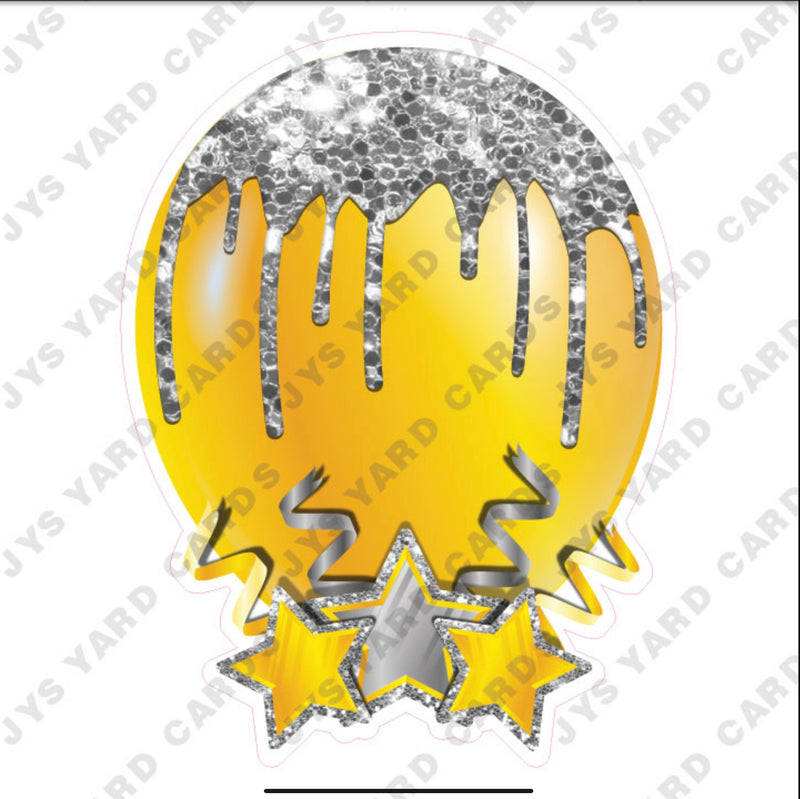 INDIVIDUAL BALLOON: YELLOW AND SILVER - Yard Card Signs by JYS International