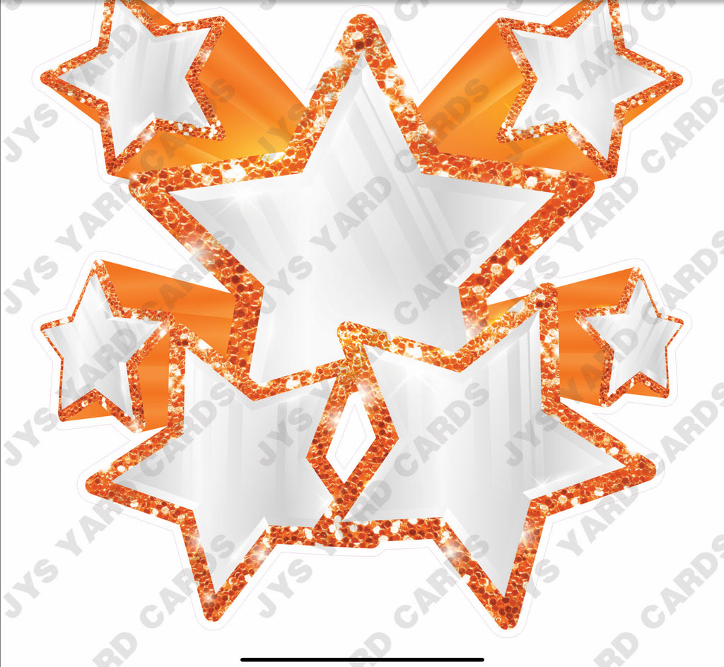 SHOOTING STARS: WHITE AND ORANGE - Yard Card Signs by JYS International