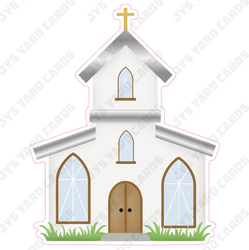 CHURCH: WHITE & SILVER - Yard Card Signs by JYS International