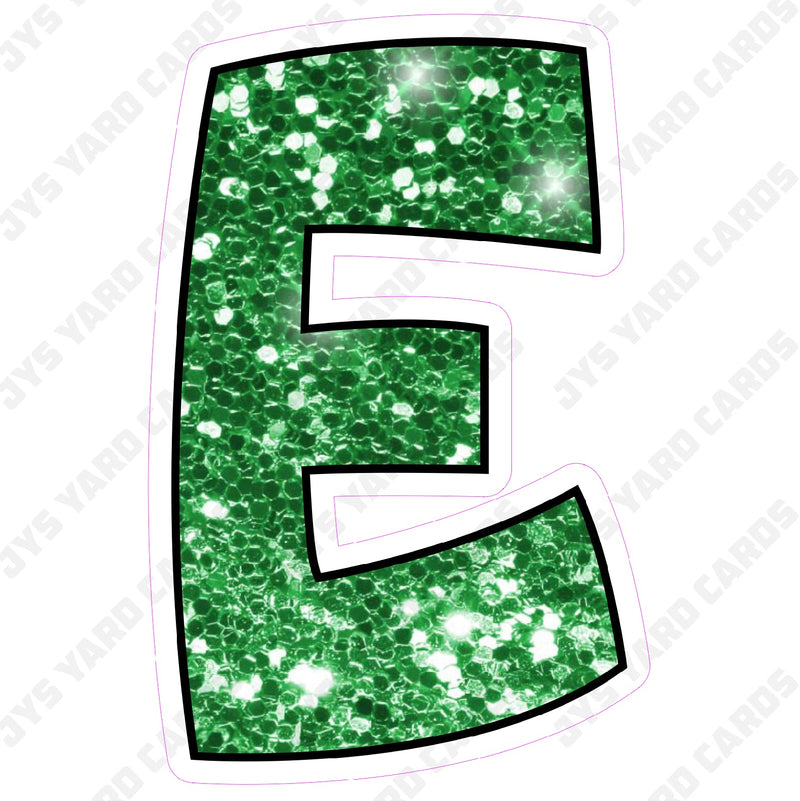 Single Letters: 12” Bouncy Glitter Green - Yard Card Signs by JYS International