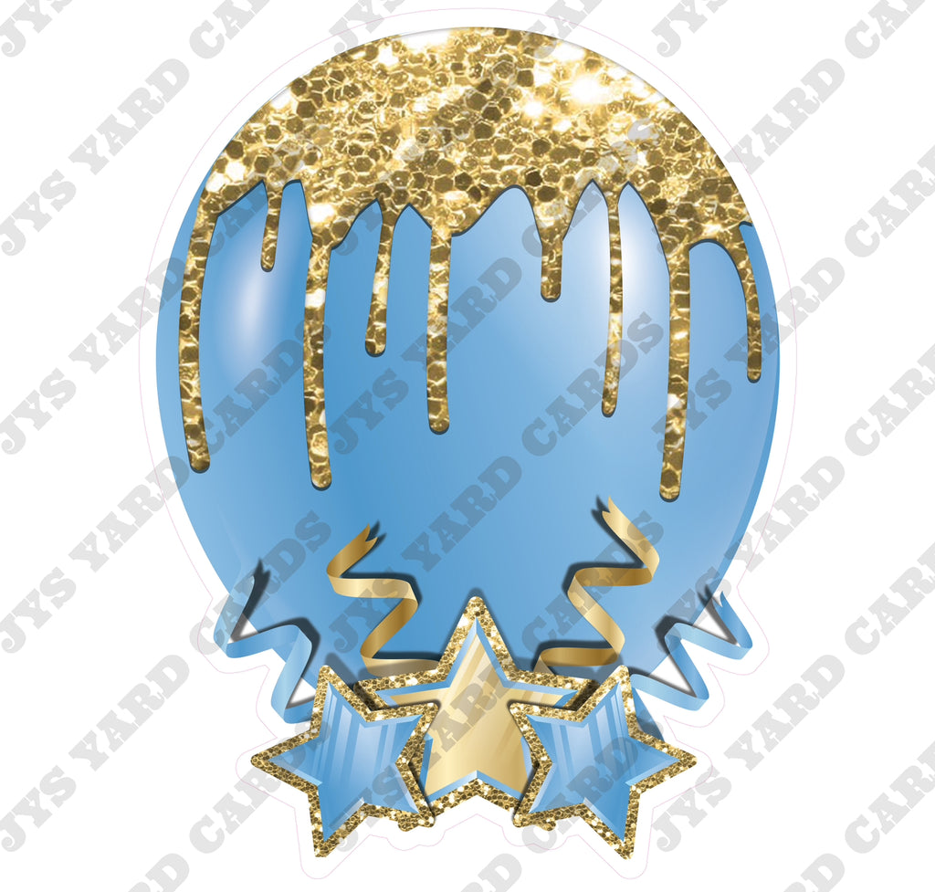 INDIVIDUAL BALLOON: LIGHT BLUE AND GOLD - Yard Card Signs by JYS International