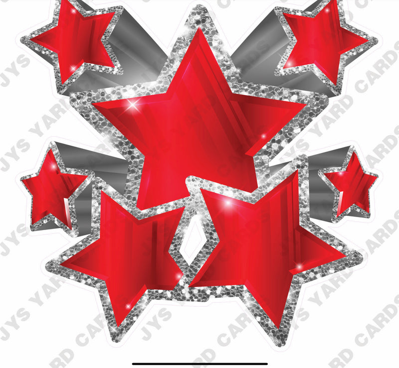 SHOOTING STARS: RED AND SILVER - Yard Card Signs by JYS International