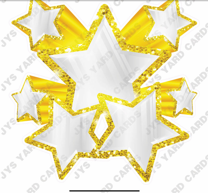 SHOOTING STARS: WHITE AND YELLOW - Yard Card Signs by JYS International