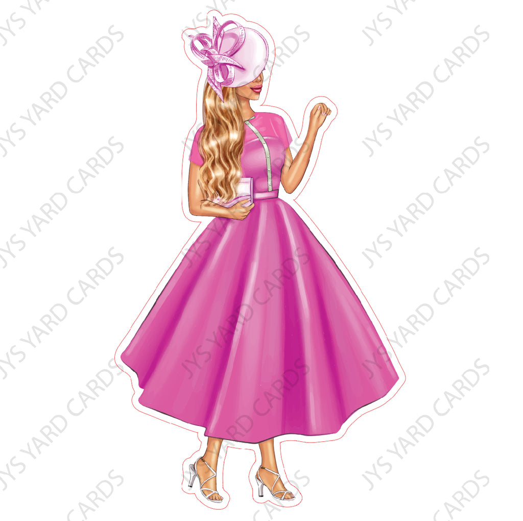 FANCY BLONDE WOMAN: Pink - Yard Card Signs by JYS International