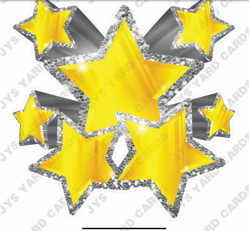 SHOOTING STARS: YELLOW AND SILVER - Yard Card Signs by JYS International