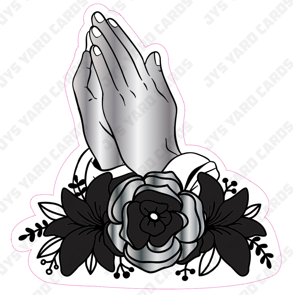 PRAYING HANDS SILVER - Yard Card Signs by JYS International