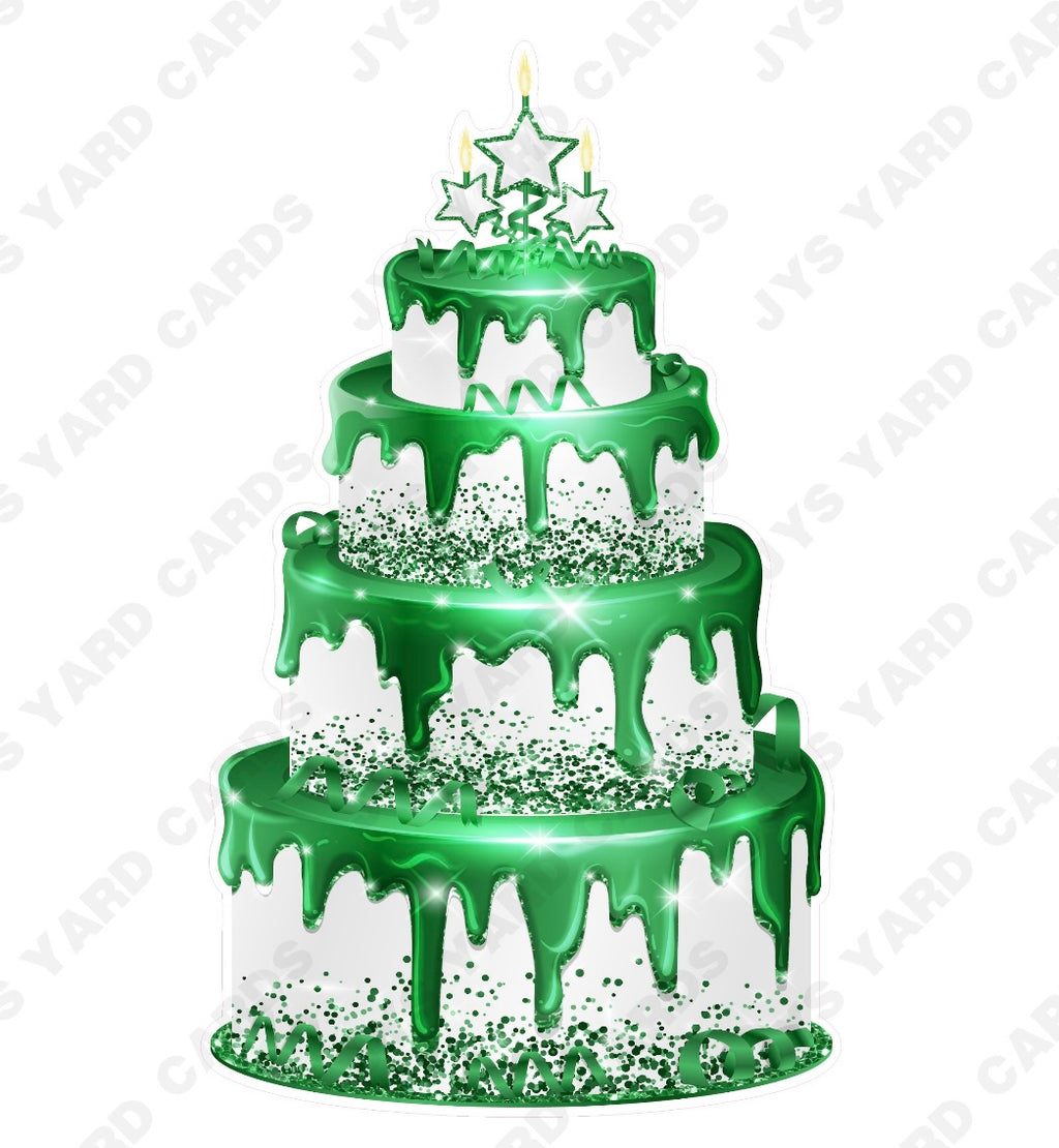 JAZZY CAKE: WHITE & GREEN - Yard Card Signs by JYS International