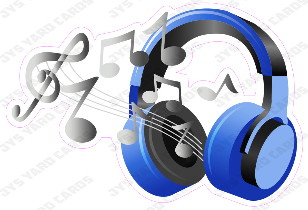 HEADPHONE MUSIC PLAYING BLUE - Yard Card Signs by JYS International