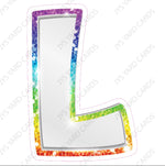 Single Letters: 12” Bouncy Metallic White With Rainbow - Yard Card Signs by JYS International