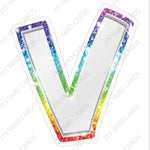 Single Letters: 23” Bouncy Metallic White With Rainbow - Yard Card Signs by JYS International