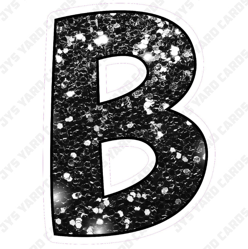 Single Letters: 23” Bouncy Glitter Black - Yard Card Signs by JYS International