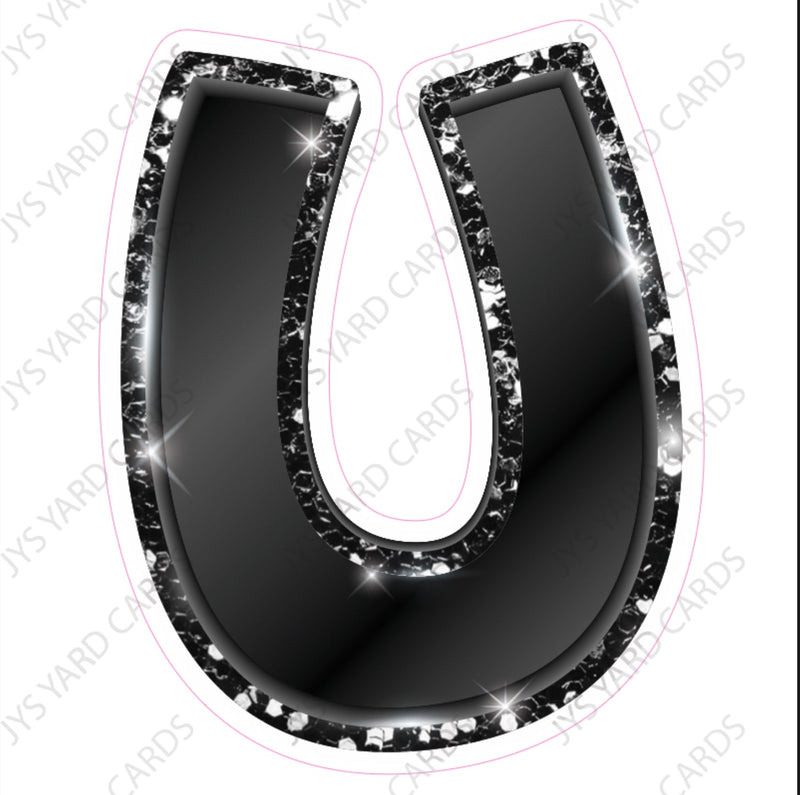 Single Letters: 23” Bouncy Metallic Black - Yard Card Signs by JYS International