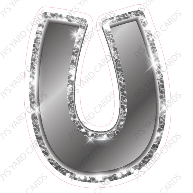 Single Letters: 12” Bouncy Metallic Silver - Yard Card Signs by JYS International