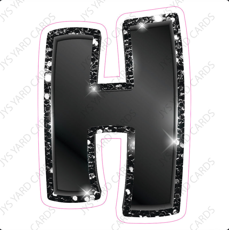 Single Letters: 23” Bouncy Metallic Black - Yard Card Signs by JYS International