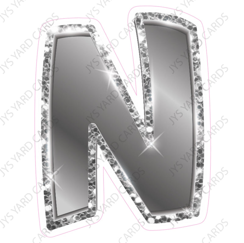 Single Letters: 12” Bouncy Metallic Silver - Yard Card Signs by JYS International