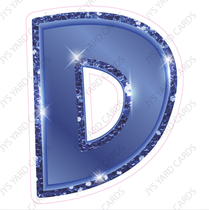 Single Letters: 12” Bouncy Glitter Metallic Navy Blue - Yard Card Signs by JYS International