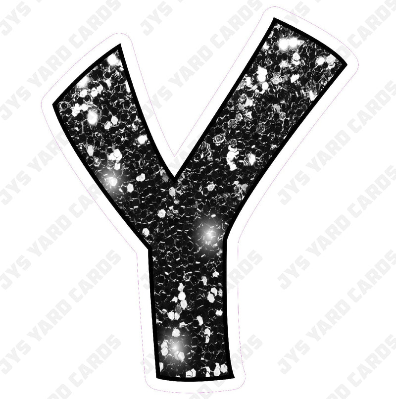 Single Letters: 23” Bouncy Glitter Black - Yard Card Signs by JYS International