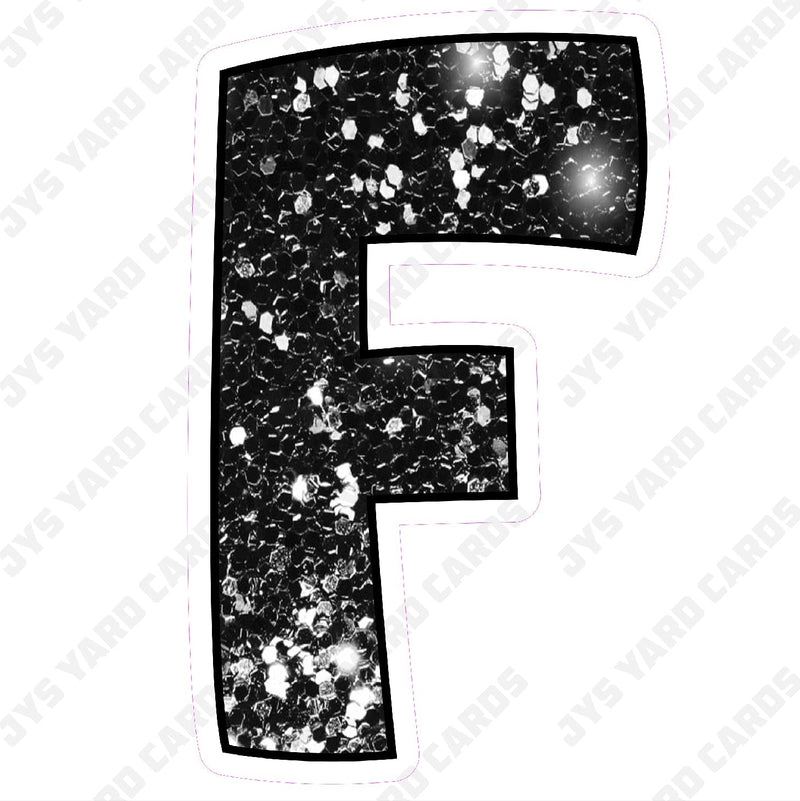 Single Letters: 23” Bouncy Glitter Black - Yard Card Signs by JYS International