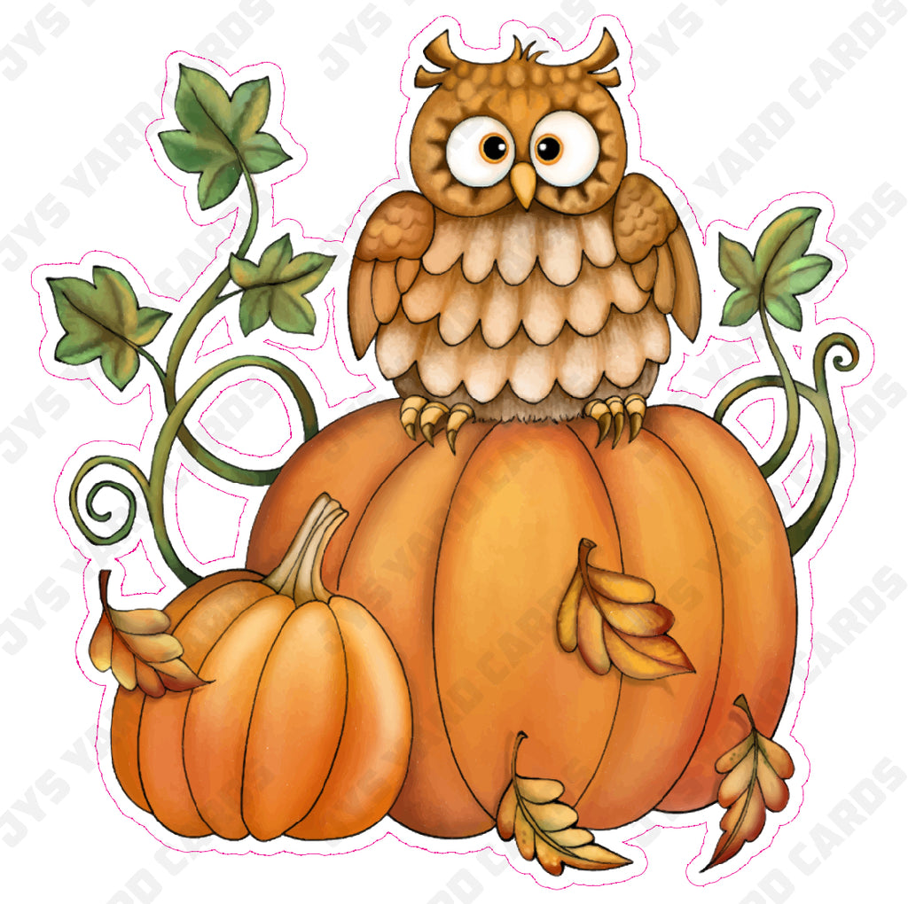 OWL ON PUMPKIN - Yard Card Signs by JYS International