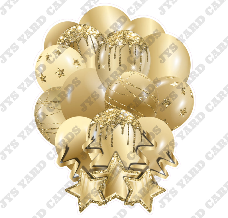 SINGLE JAZZY SOLID BALLOON: GOLD - Yard Card Signs by JYS International