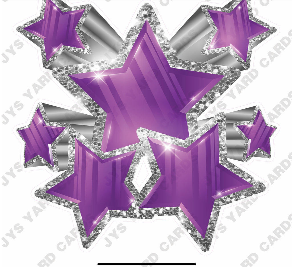 SHOOTING STARS: PURPLE AND SILVER - Yard Card Signs by JYS International