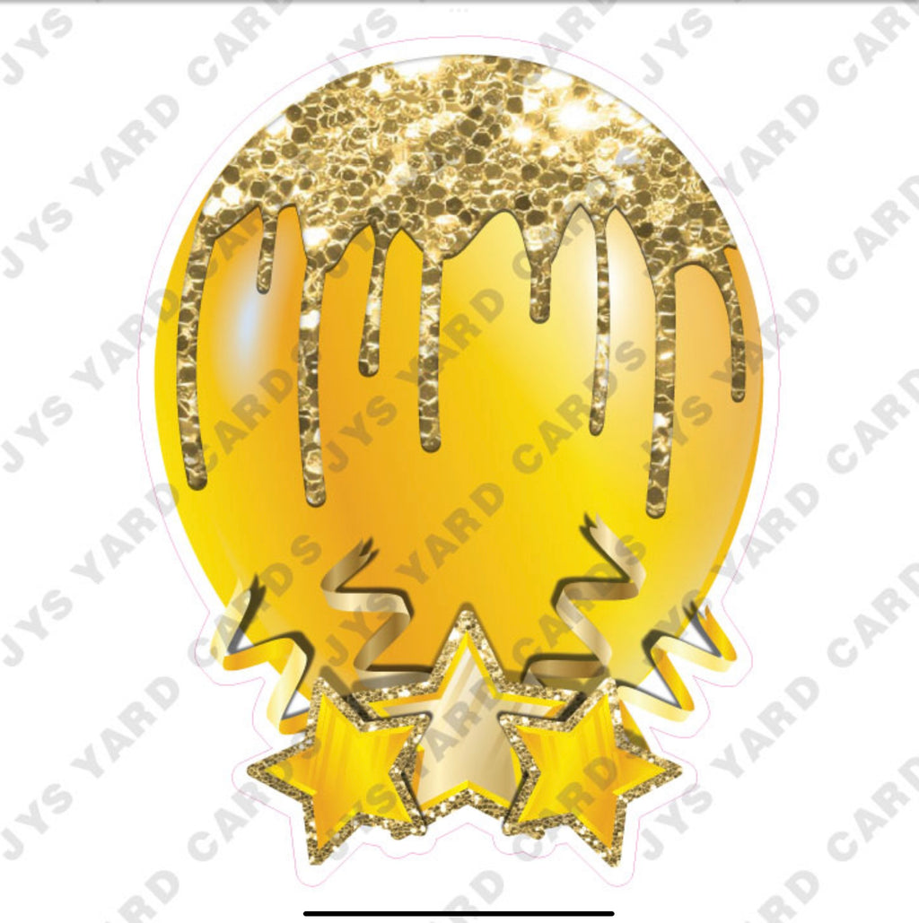 INDIVIDUAL BALLOON: YELLOW AND GOLD - Yard Card Signs by JYS International