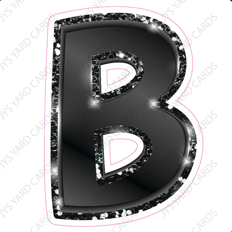 Single Letters: 23” Bouncy Metallic Black - Yard Card Signs by JYS International