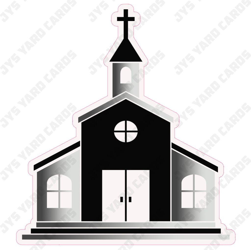 CHURCH: BLACK & SILVER - Yard Card Signs by JYS International