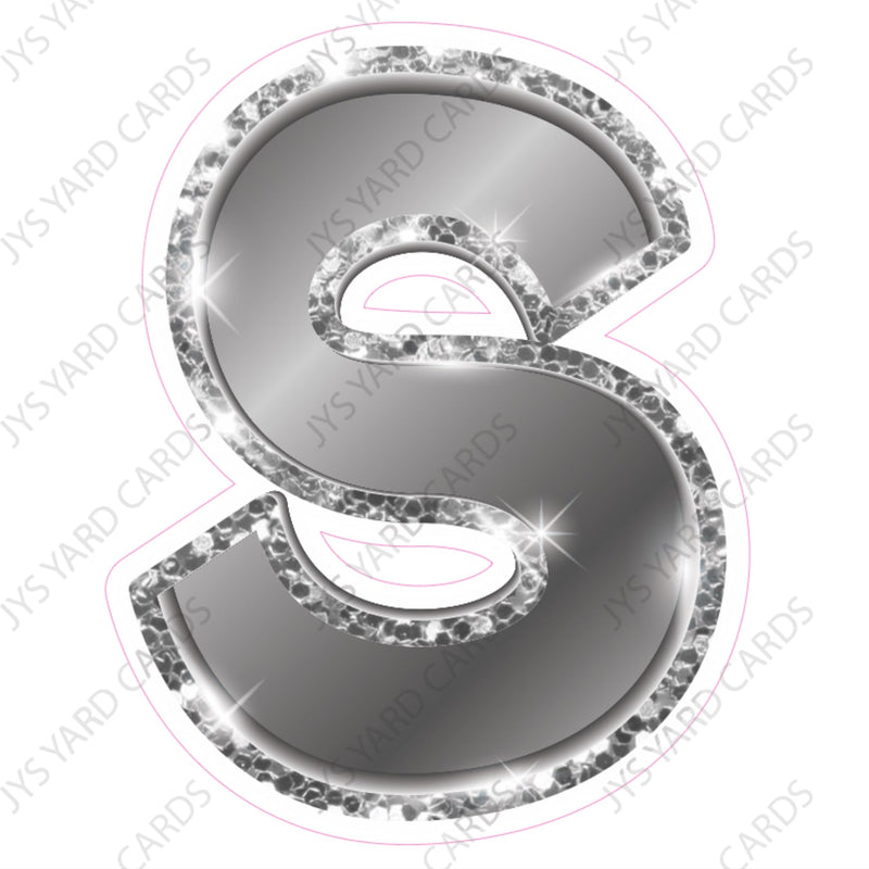 Single Letters: 23” Bouncy Metallic Silver - Yard Card Signs by JYS International