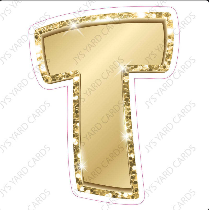 Single Letters: 12” Bouncy Metallic Gold - Yard Card Signs by JYS International