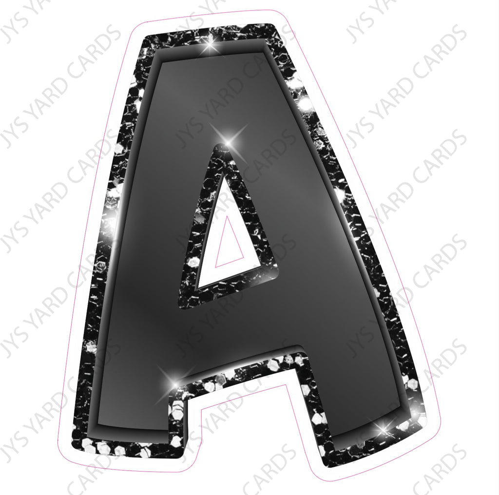 Single Letters: 23” Bouncy Metallic Black - Yard Card Signs by JYS International