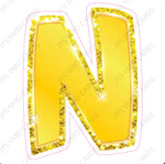 Single Letters: 12” Bouncy Metallic Yellow - Yard Card Signs by JYS International