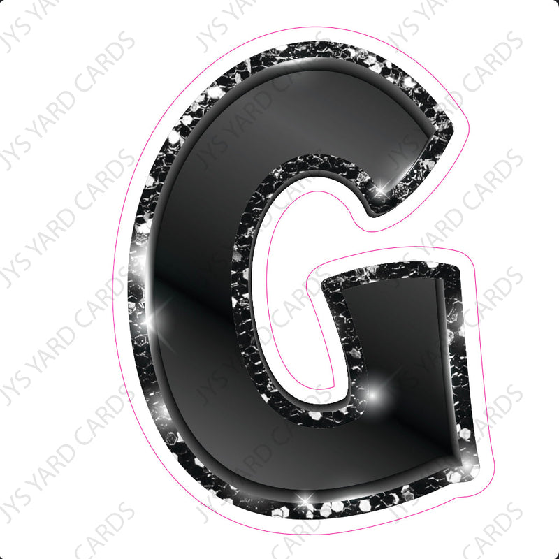 Single Letters: 23” Bouncy Metallic Black - Yard Card Signs by JYS International