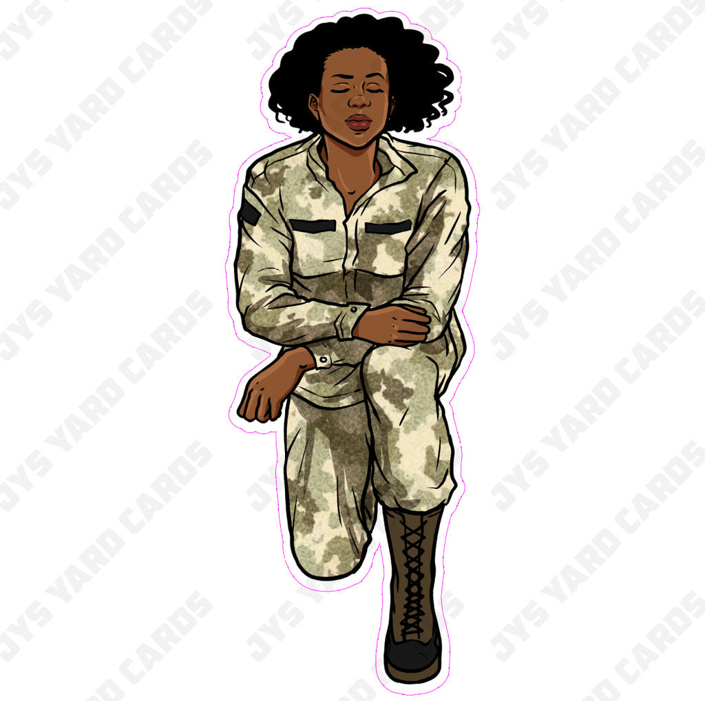 WOMAN SOLDIER 2 - Yard Card Signs by JYS International