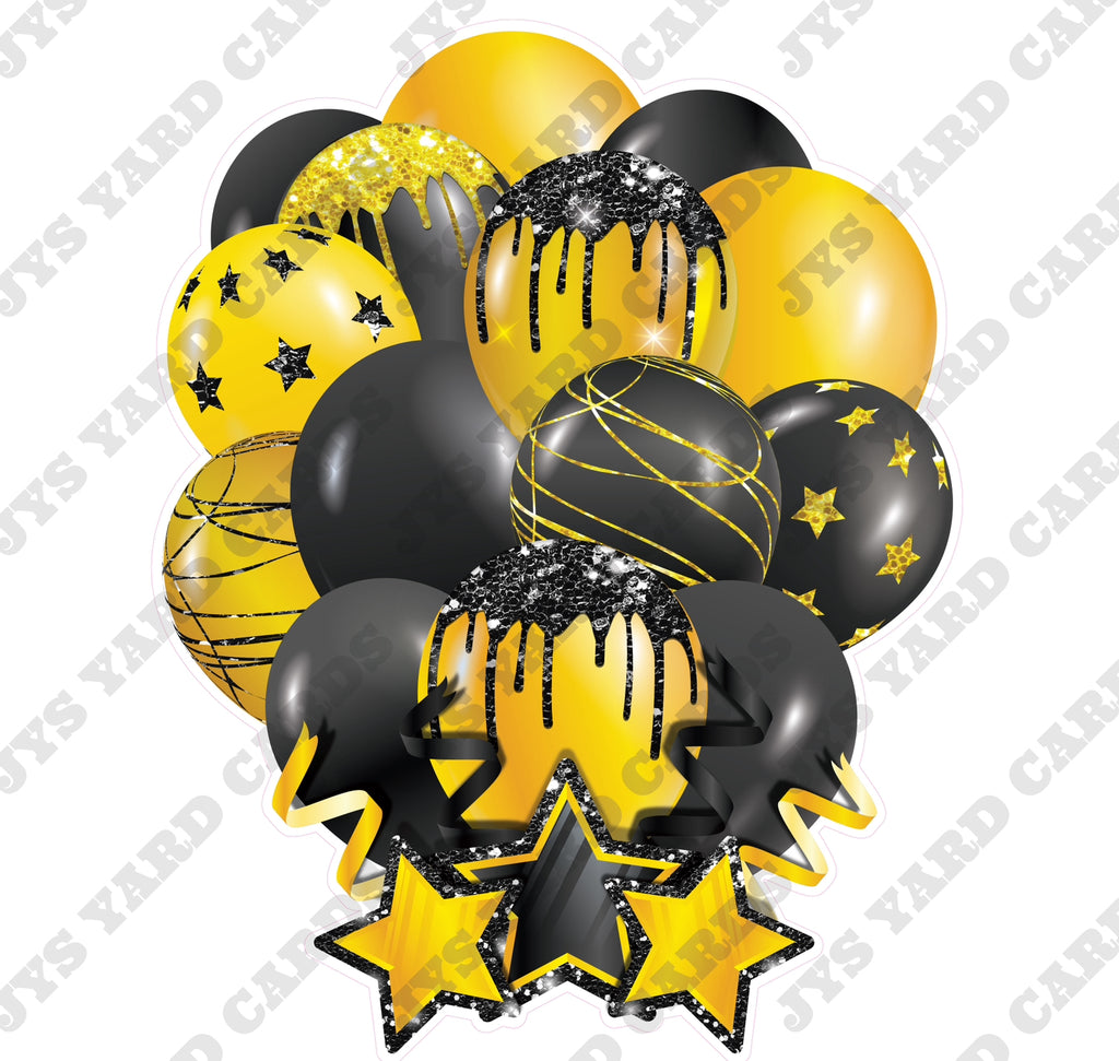 SINGLE JAZZY SOLID BALLOON: BLACK AND YELLOW - Yard Card Signs by JYS International