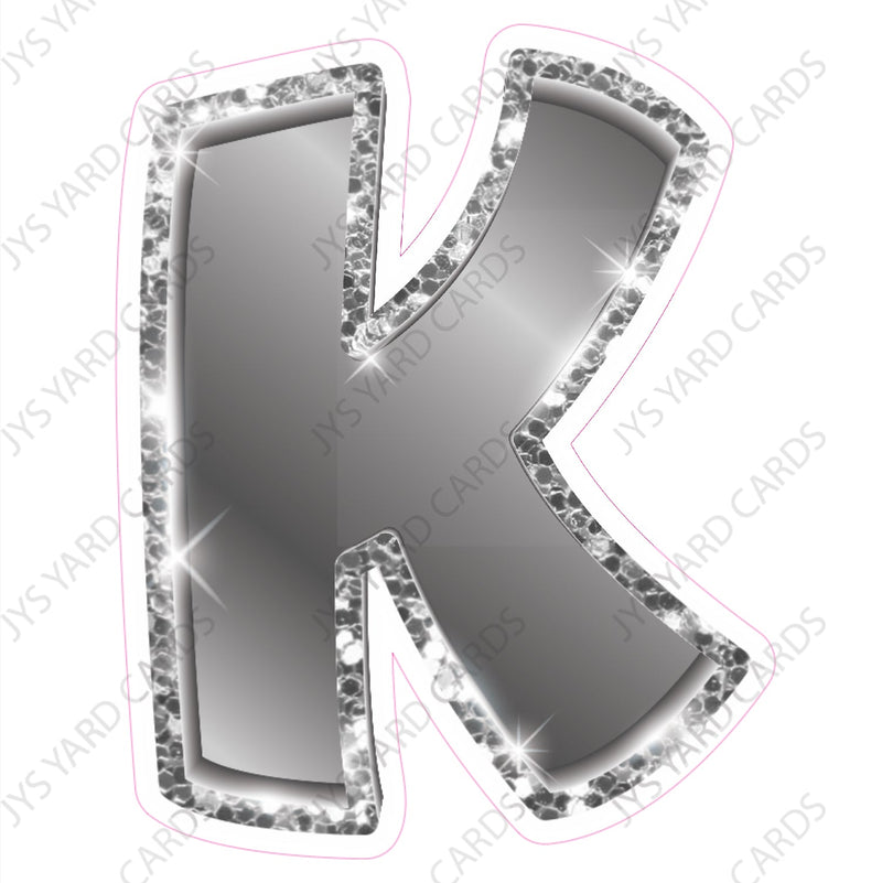 Single Letters: 12” Bouncy Metallic Silver - Yard Card Signs by JYS International